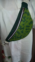 Sac banane artisanal velours et canevas recyclé – Label "fabriqué en Aveyron".