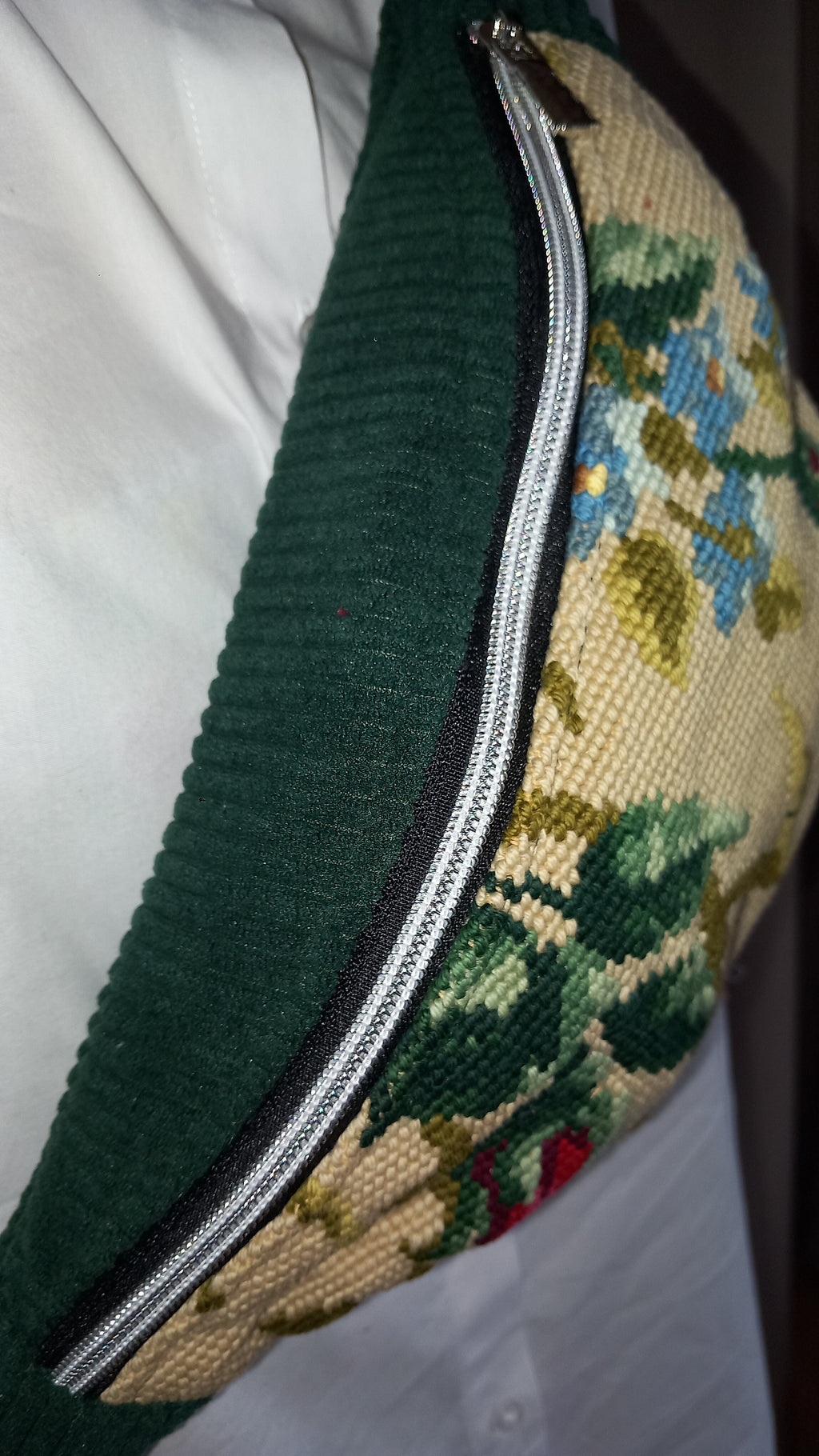 Sac banane artisanal velours et canevas recyclé – Fait main en Aveyron