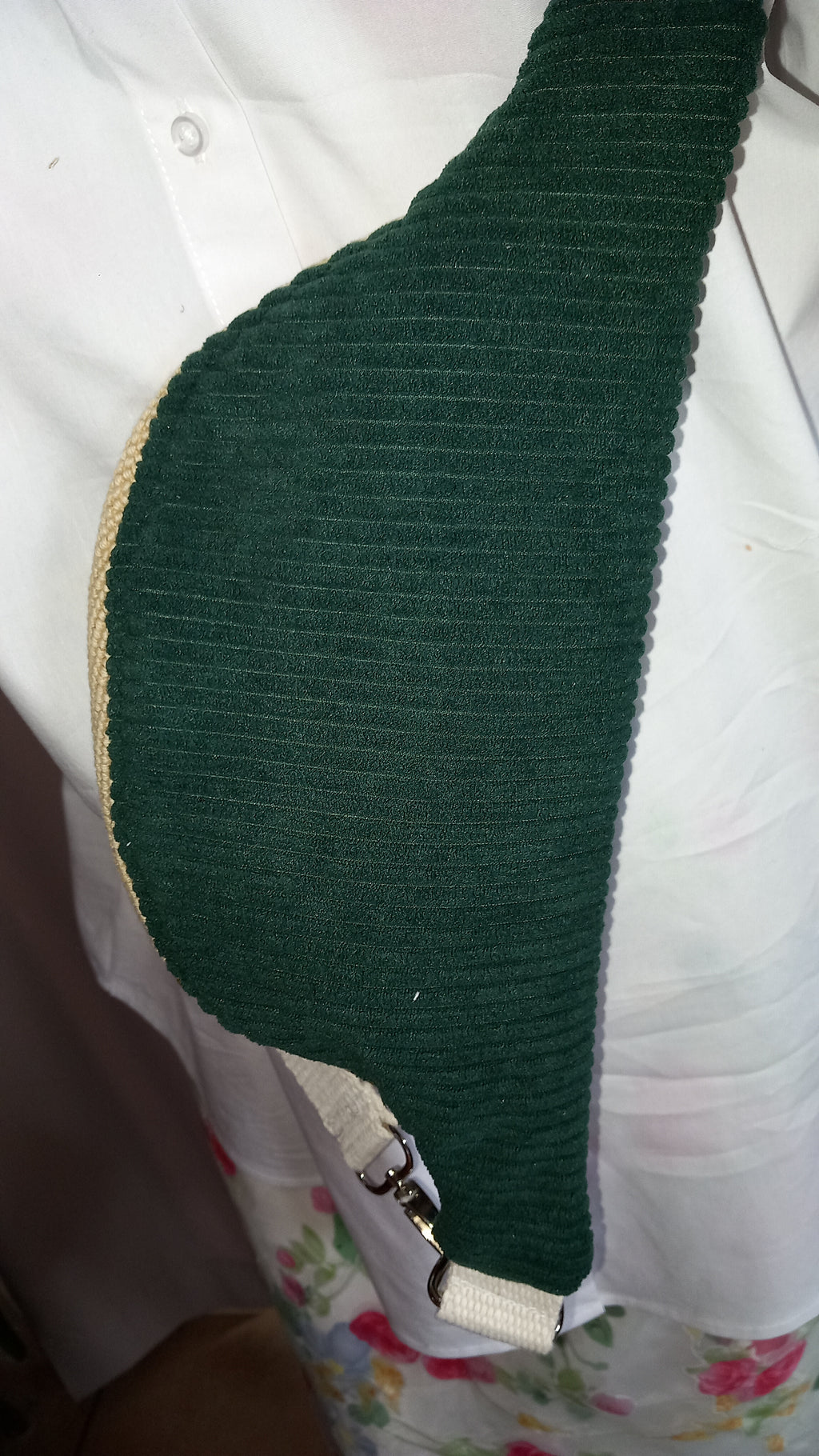 Sac banane artisanal velours et canevas recyclé – Fait main en Aveyron